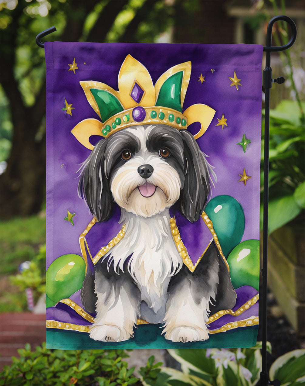 Havanese King of Mardi Gras Garden Flag