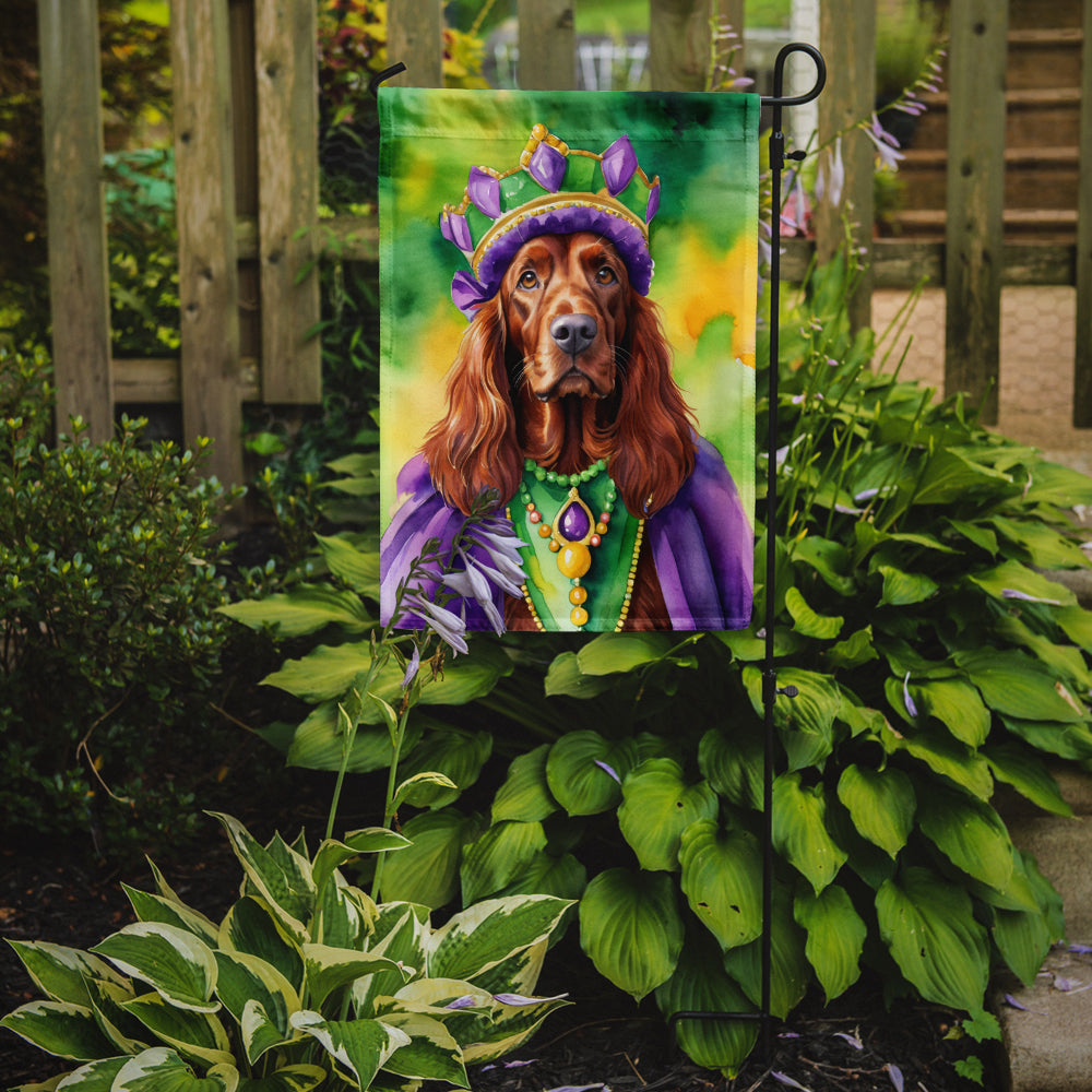 Irish Setter King of Mardi Gras Garden Flag