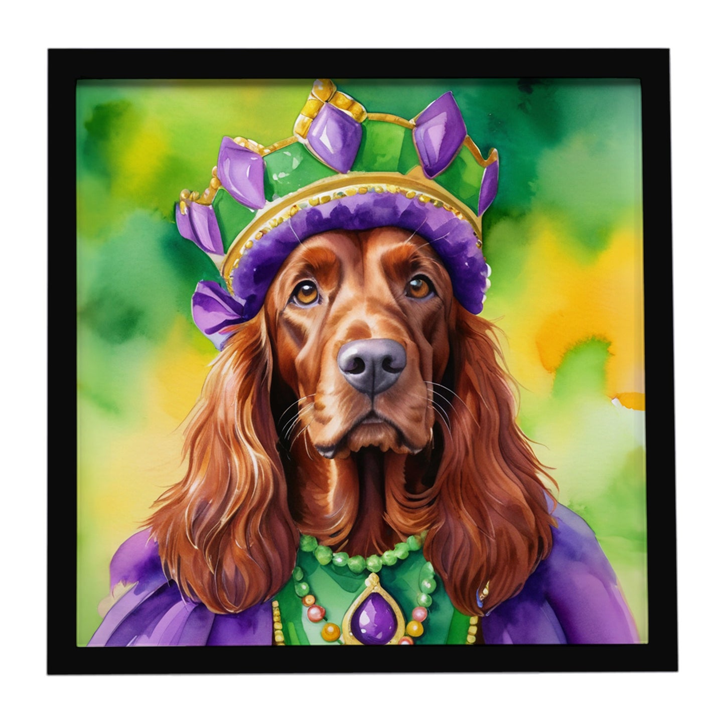 Buy this Irish Setter King of Mardi Gras Framed Metal Print