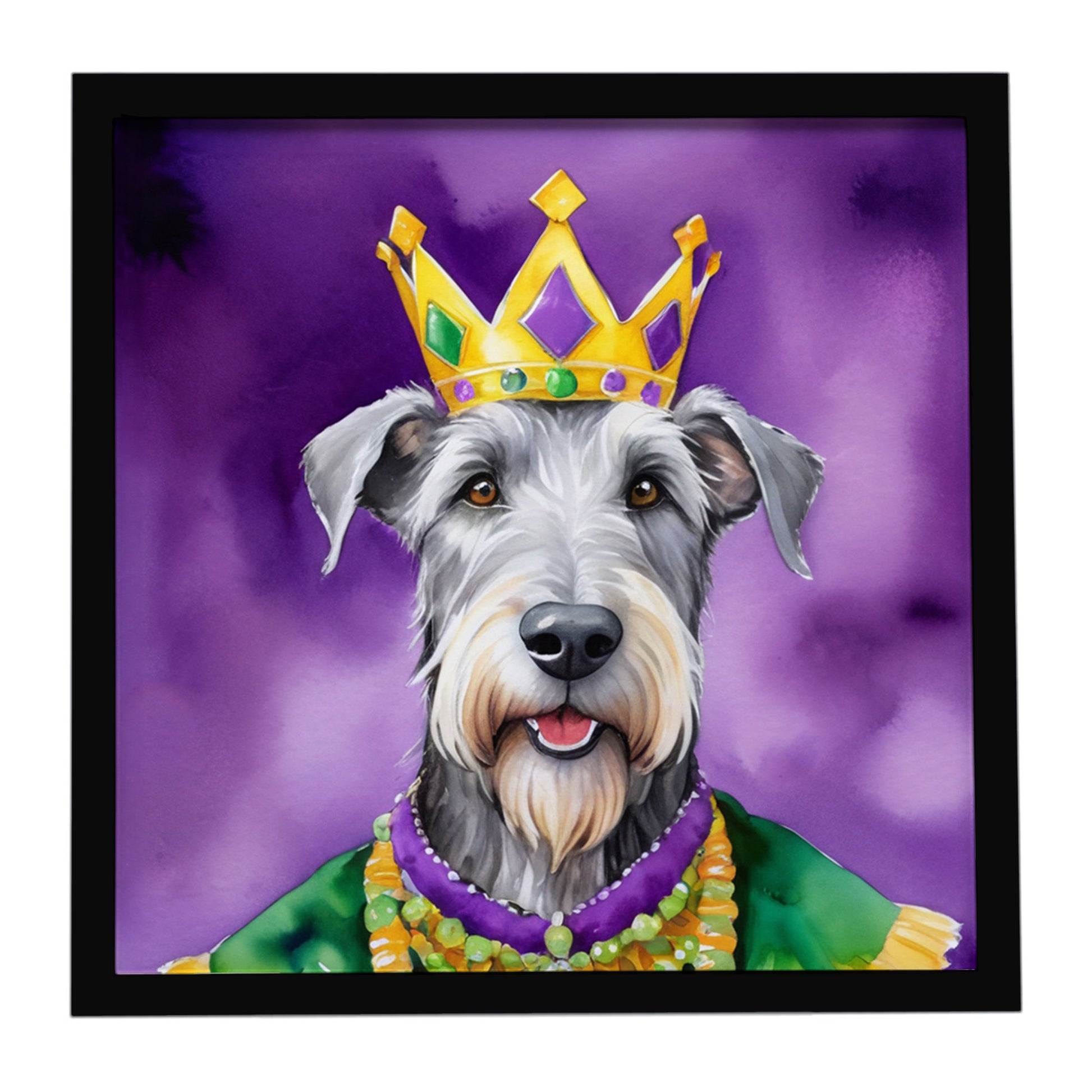 Buy this Irish Wolfhound King of Mardi Gras Framed Metal Print