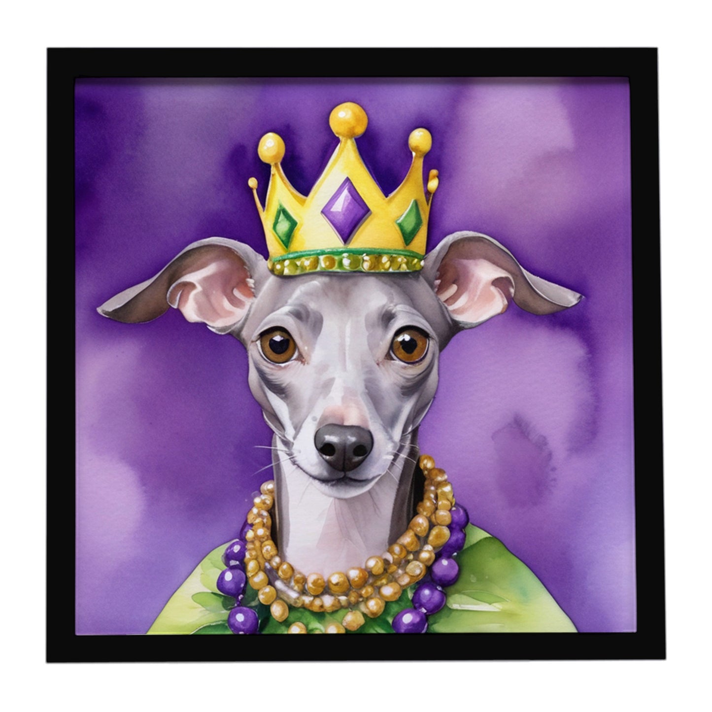 Buy this Italian Greyhound King of Mardi Gras Framed Metal Print