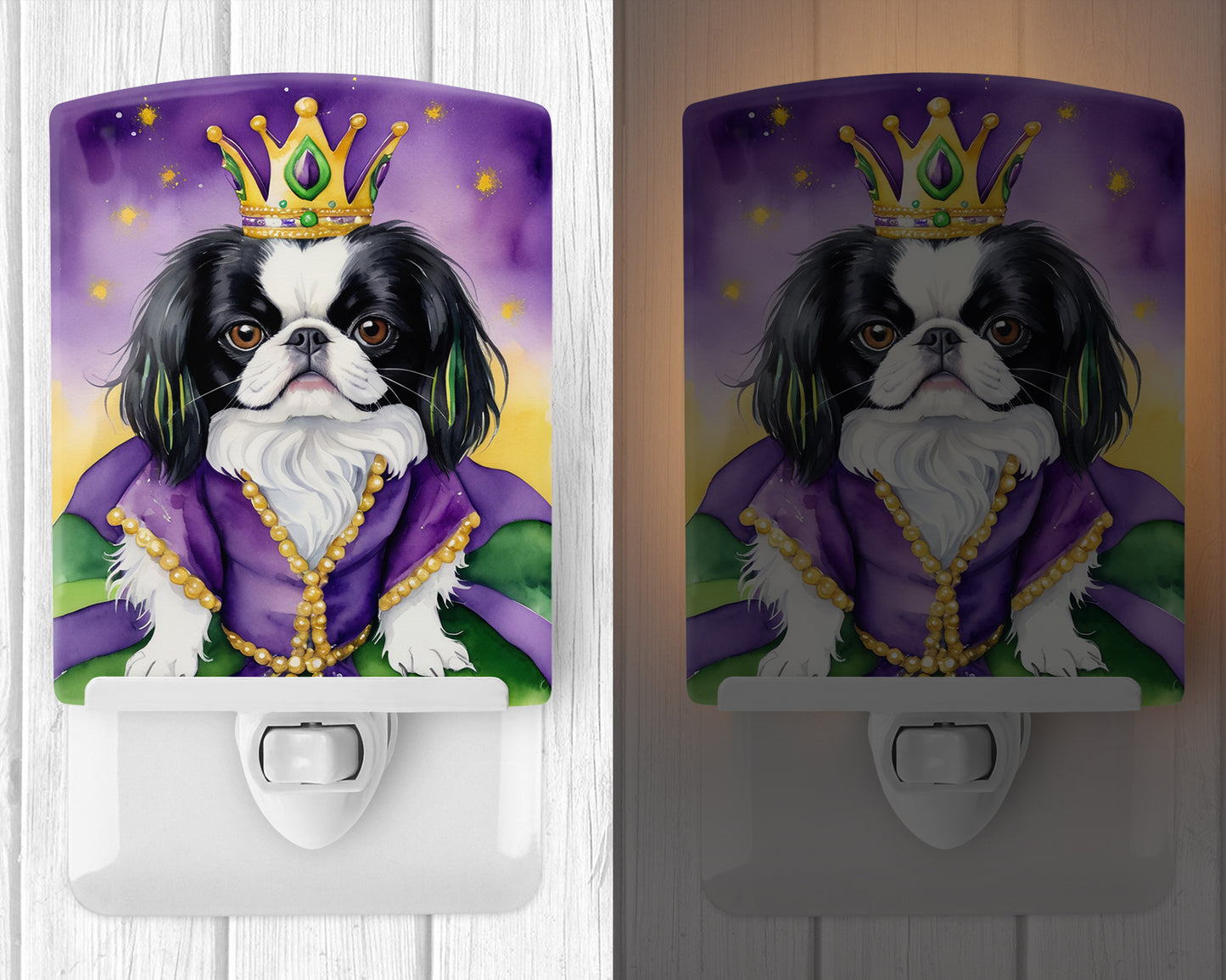 Japanese Chin King of Mardi Gras Ceramic Night Light