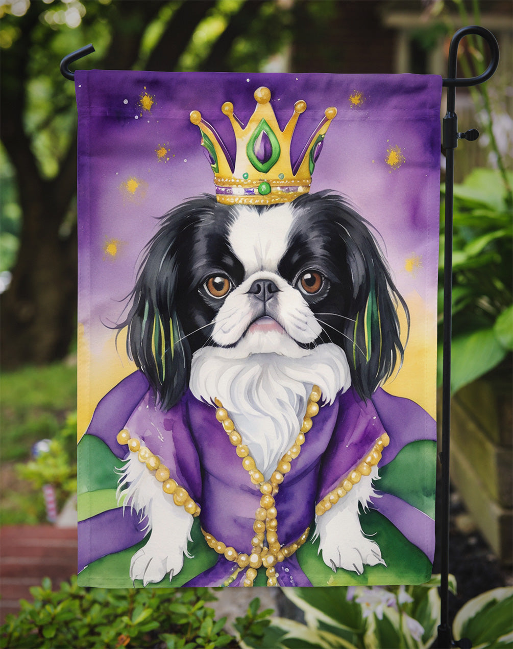 Japanese Chin King of Mardi Gras Garden Flag