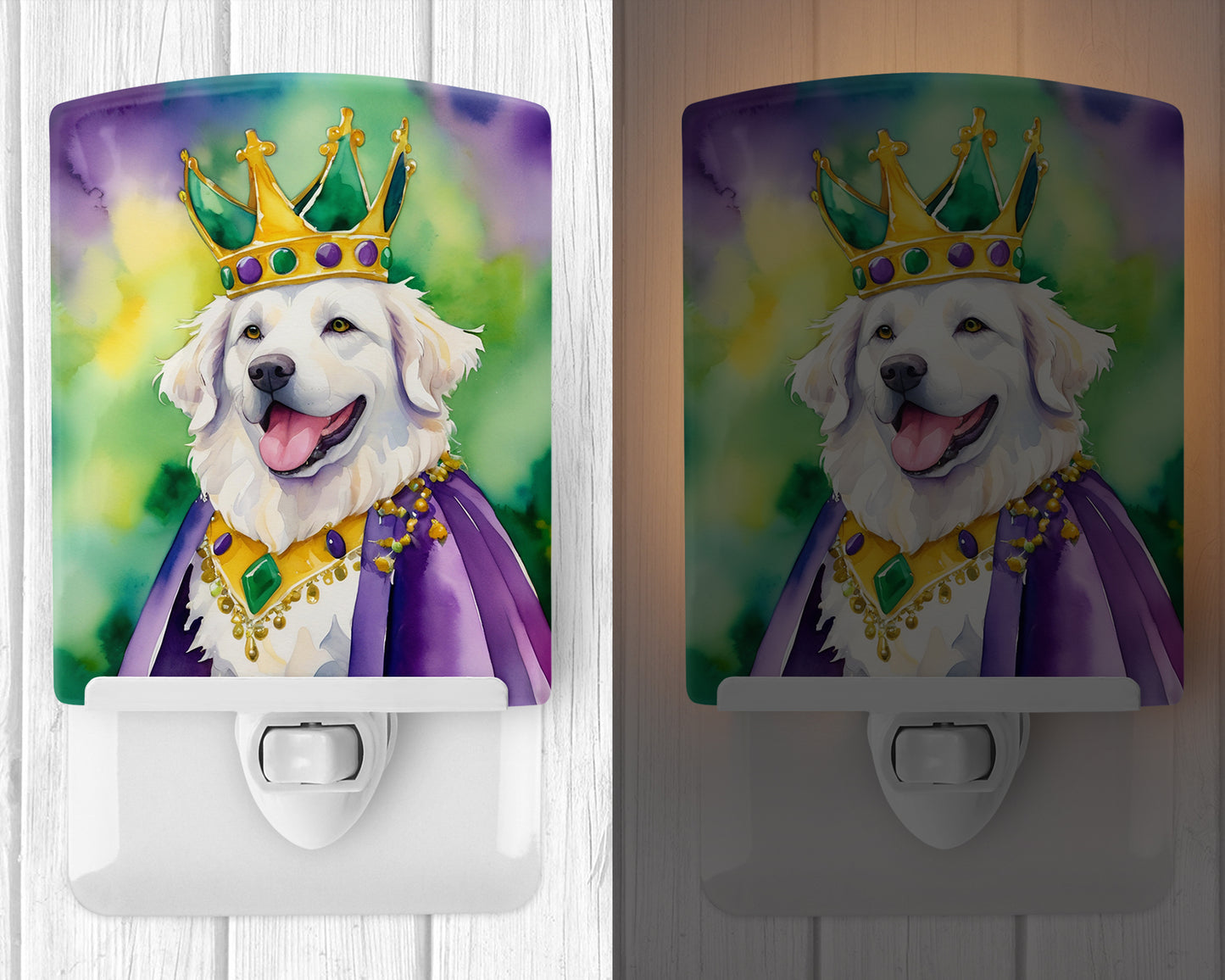 Kuvasz King of Mardi Gras Ceramic Night Light