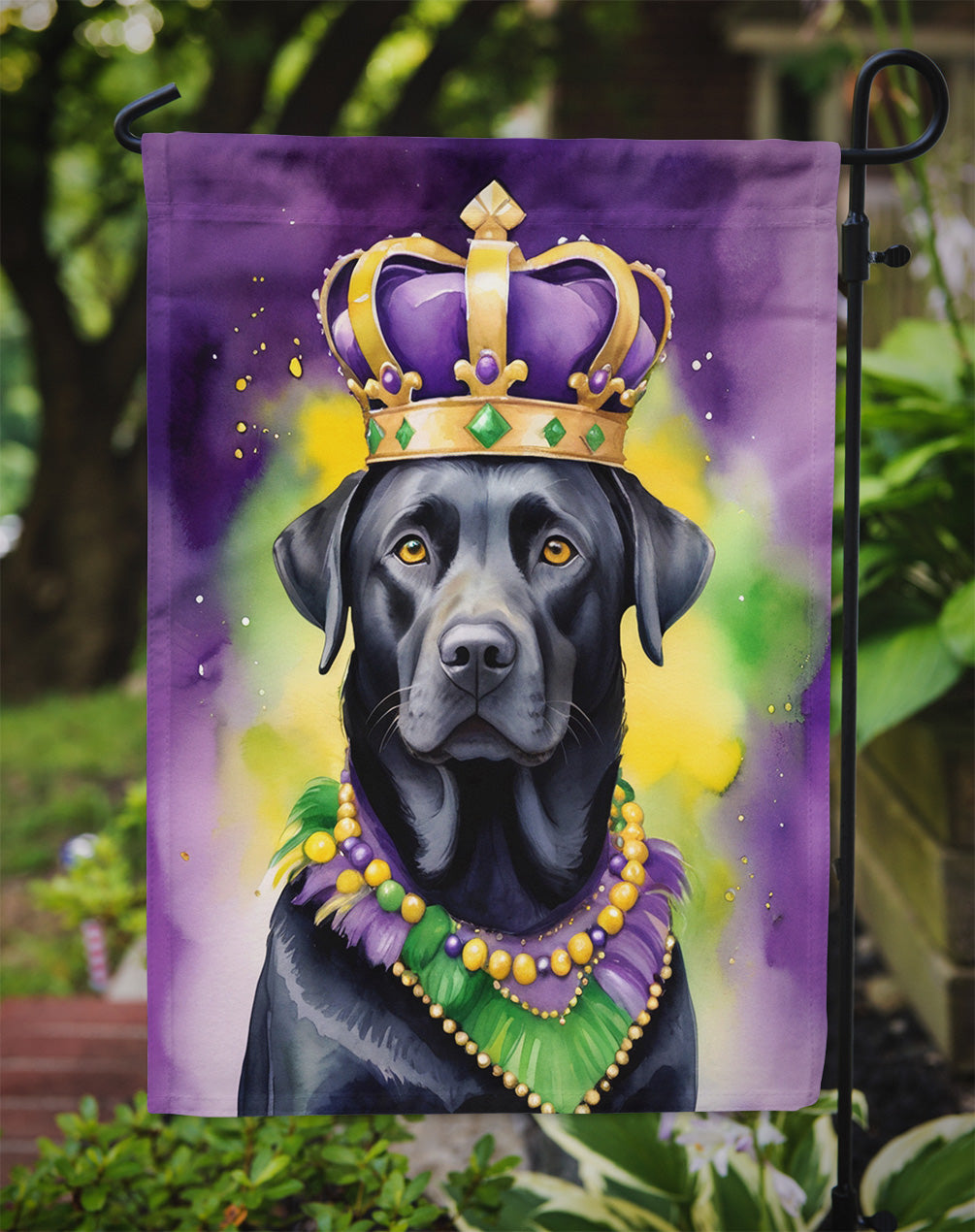 Labrador Retriever King of Mardi Gras Garden Flag