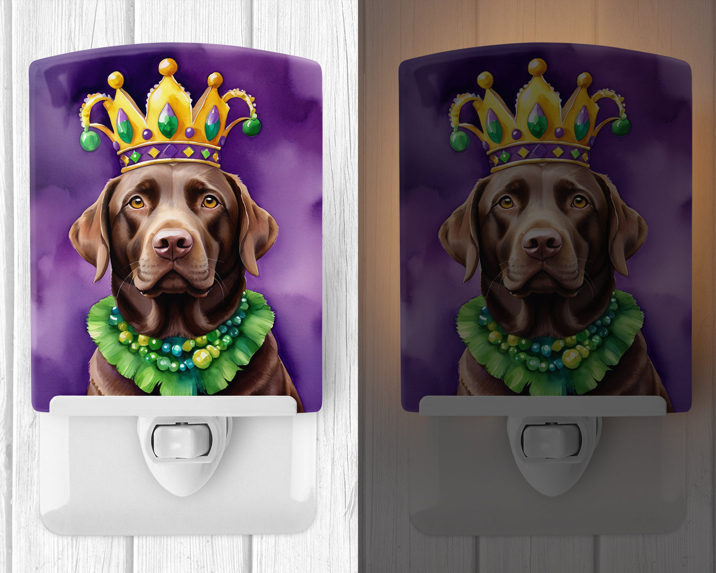 Labrador Retriever King of Mardi Gras Ceramic Night Light