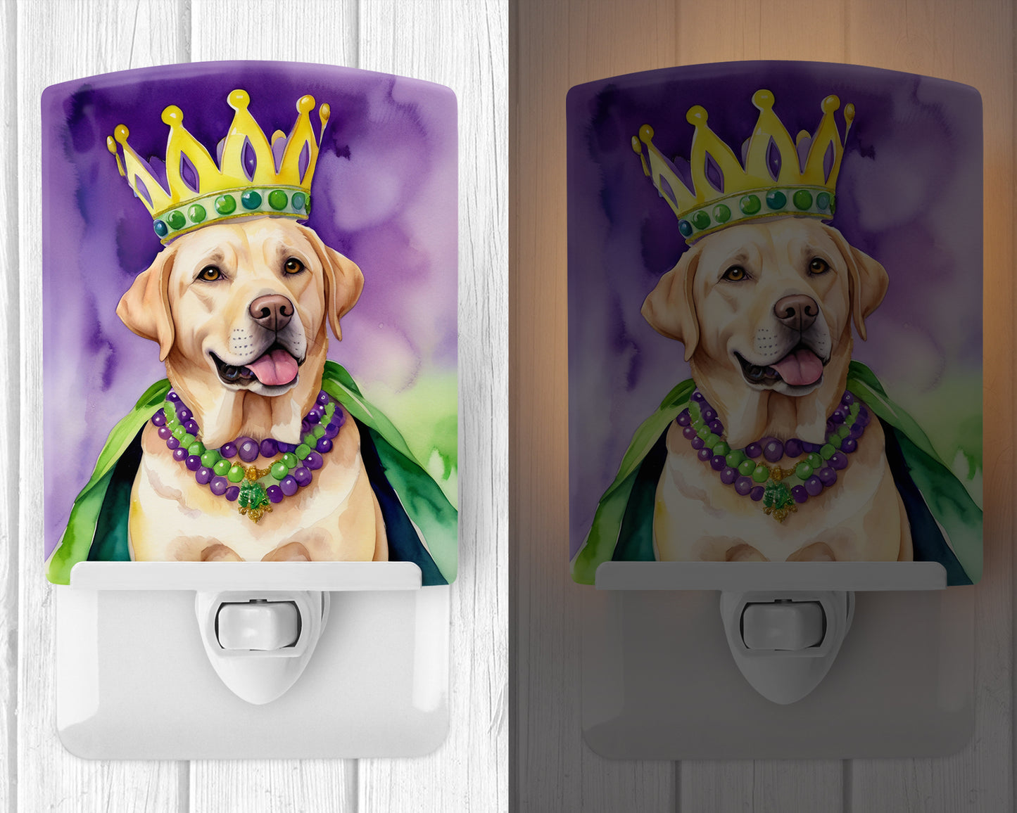 Labrador Retriever King of Mardi Gras Ceramic Night Light