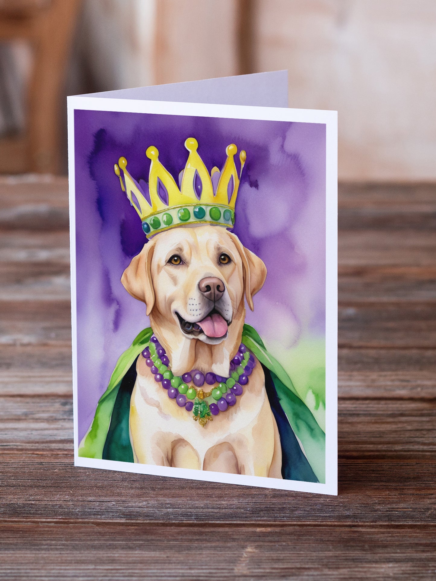 Labrador Retriever King of Mardi Gras Greeting Cards Pack of 8