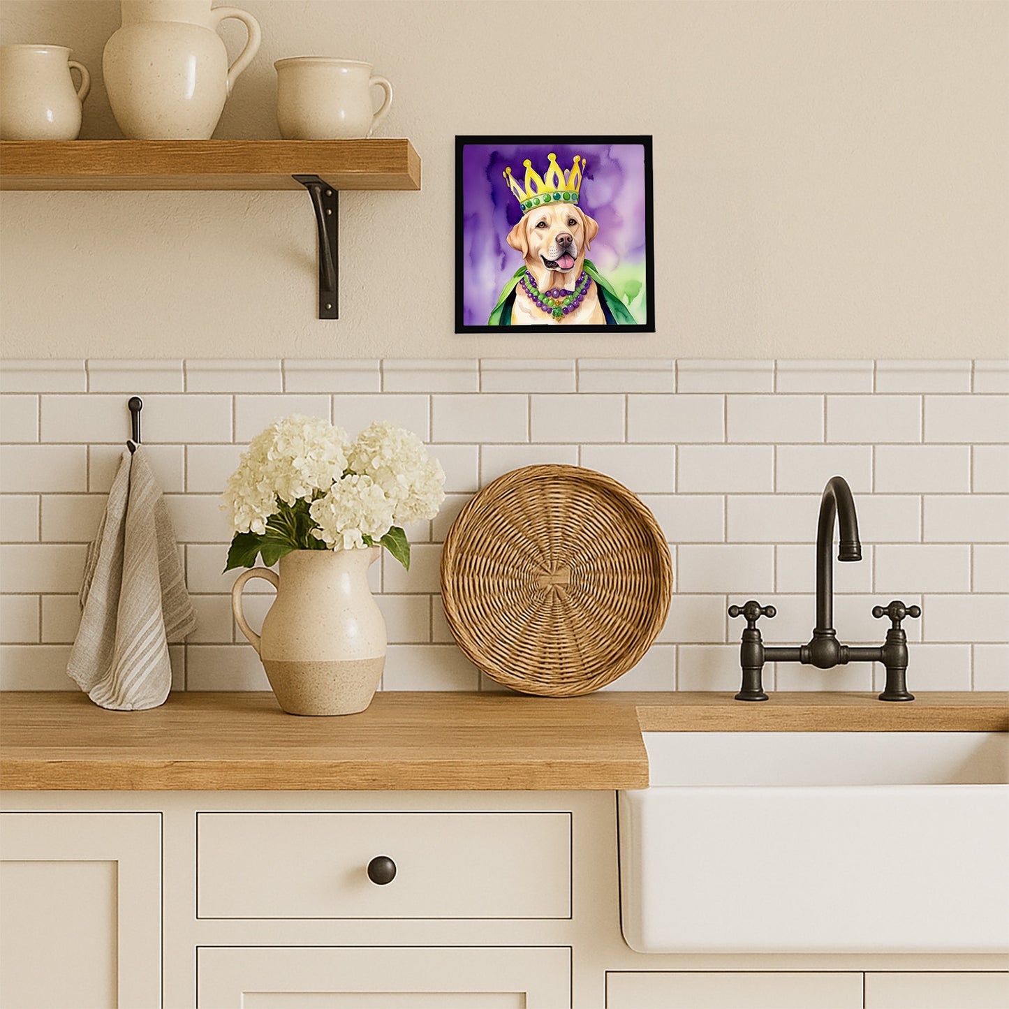 Labrador Retriever King of Mardi Gras Framed Metal Print