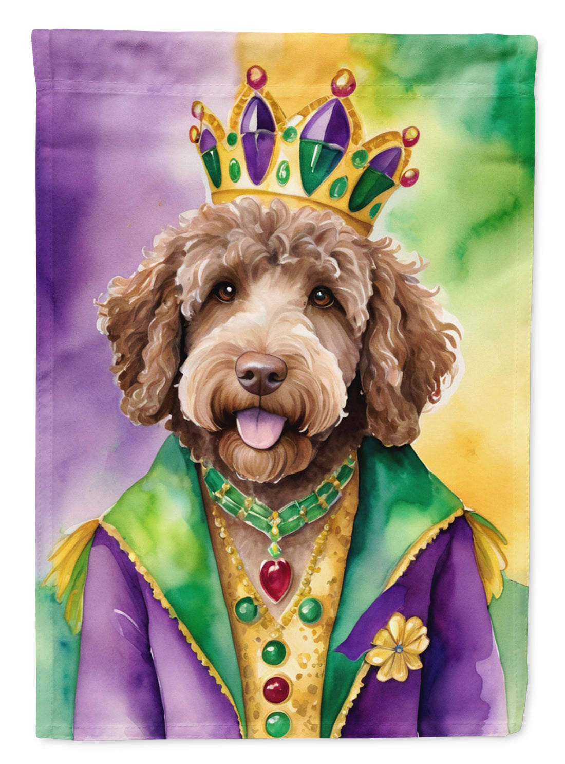 Buy this Labradoodle King of Mardi Gras Garden Flag