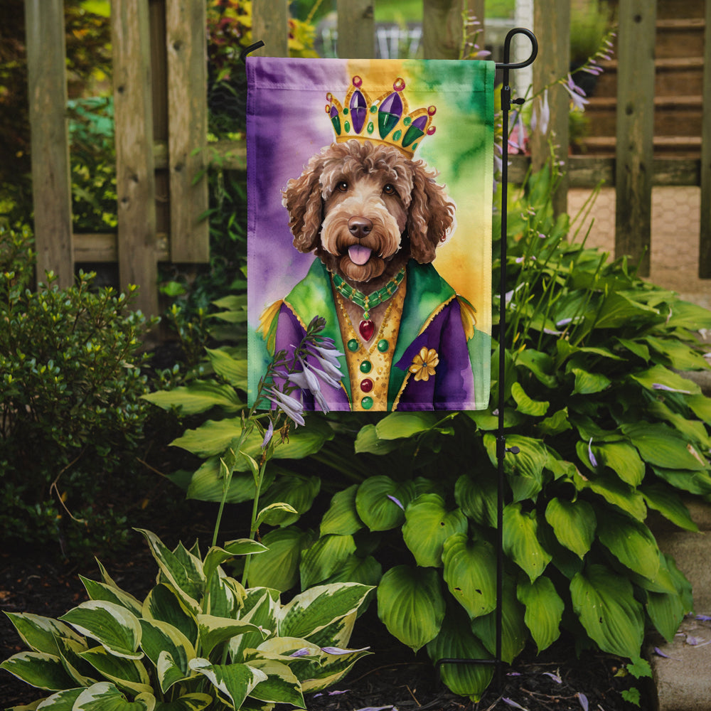 Labradoodle King of Mardi Gras Garden Flag