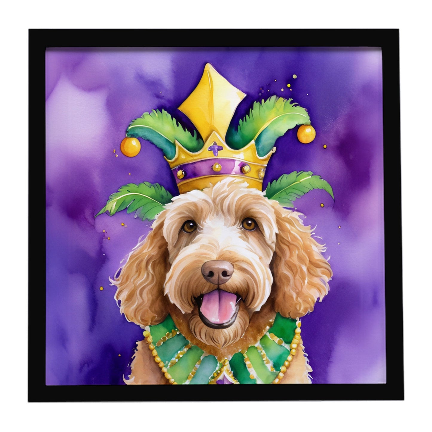 Buy this Labradoodle King of Mardi Gras Framed Metal Print