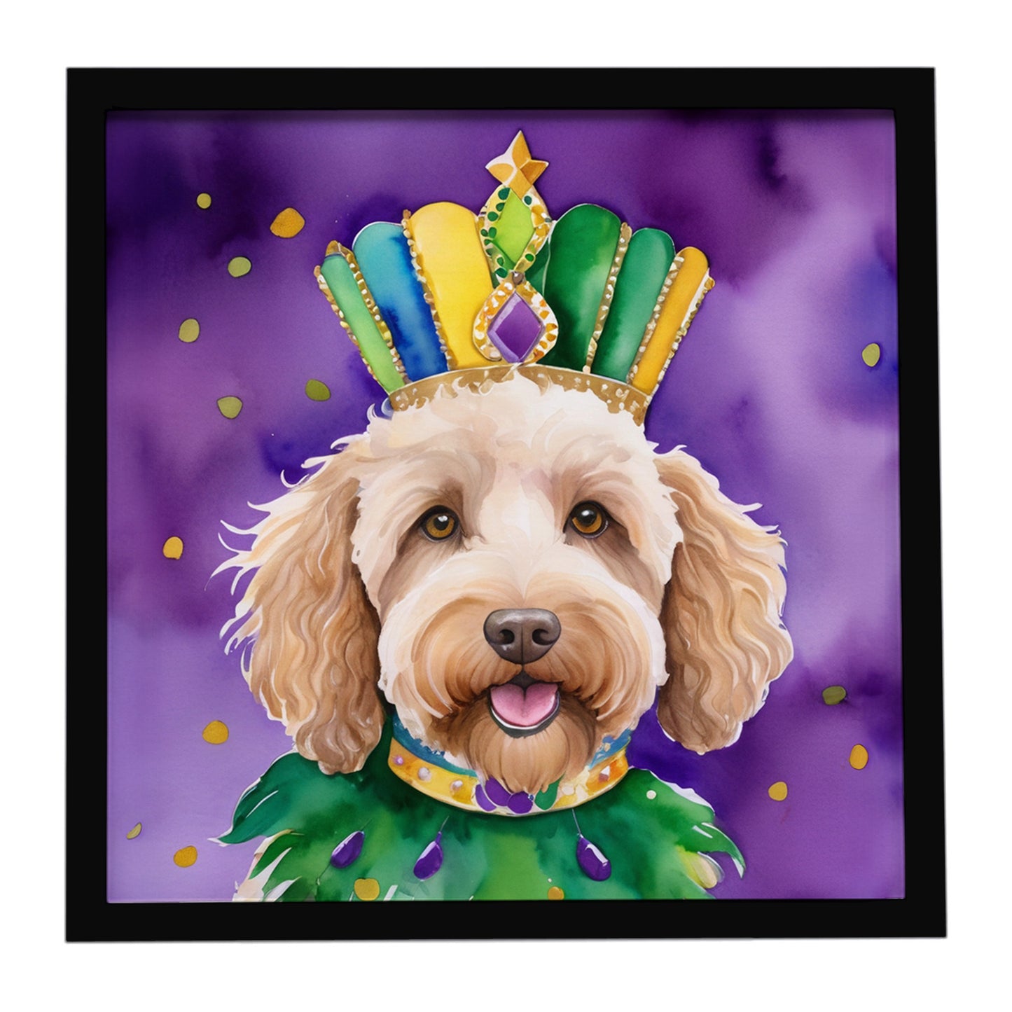 Buy this Labradoodle King of Mardi Gras Framed Metal Print