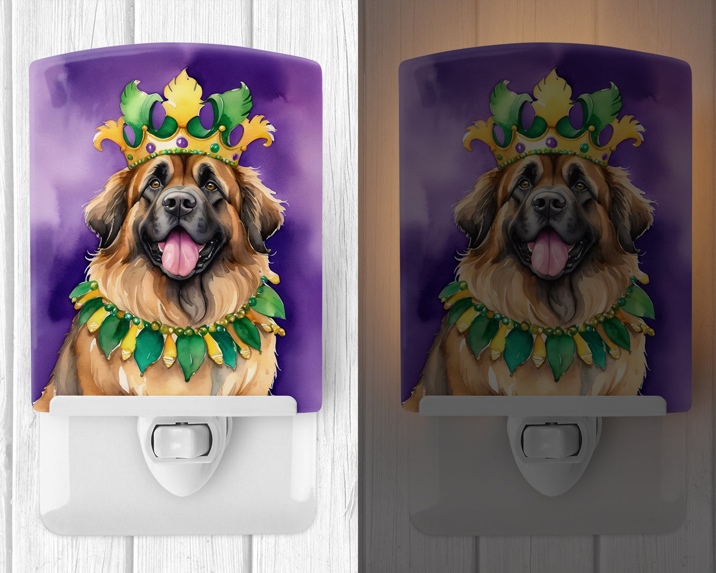 Leonberger King of Mardi Gras Ceramic Night Light