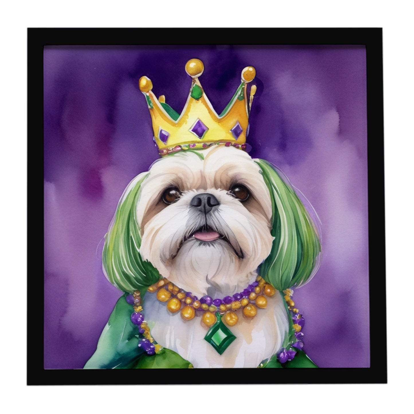 Buy this Lhasa Apso King of Mardi Gras Framed Metal Print