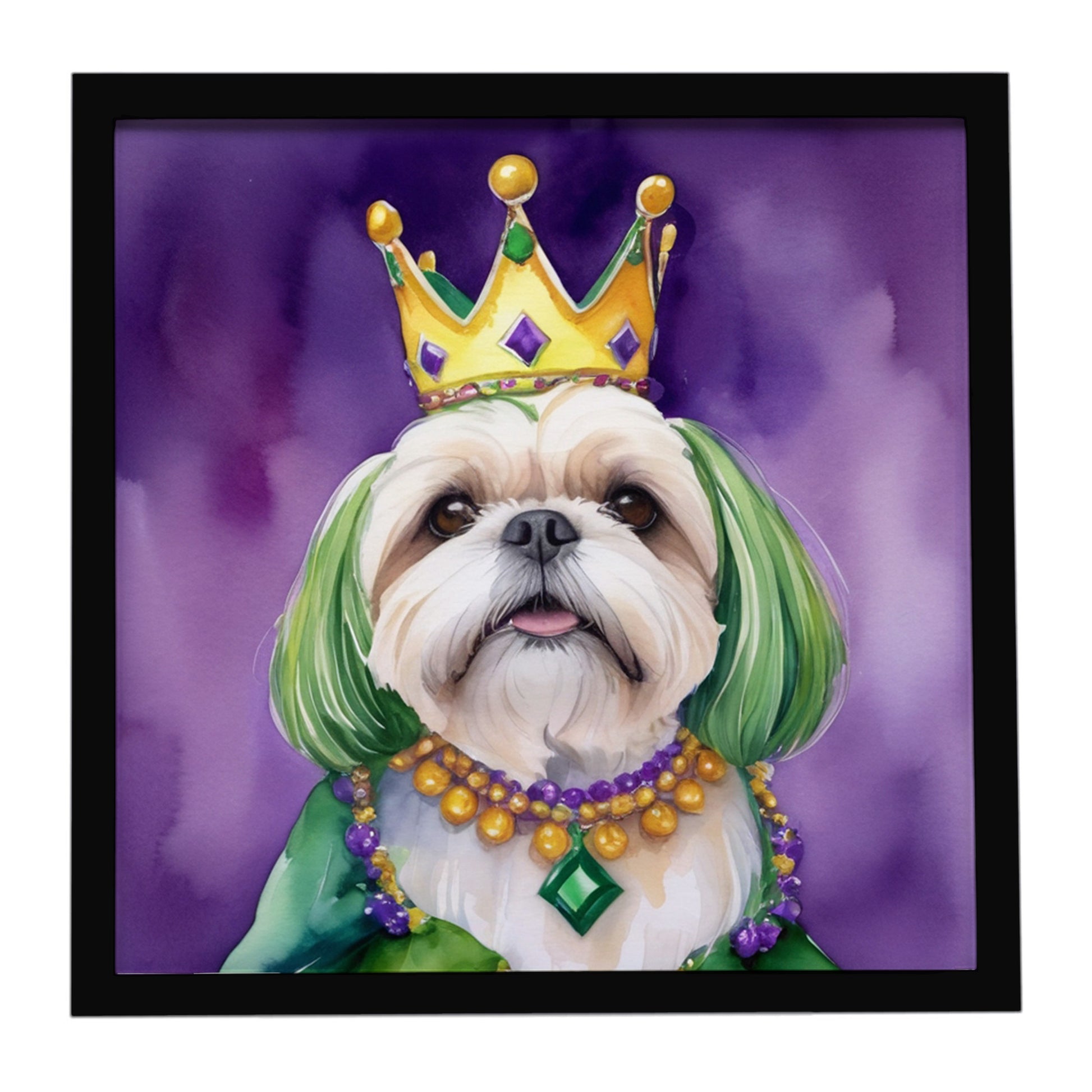 Buy this Lhasa Apso King of Mardi Gras Framed Metal Print