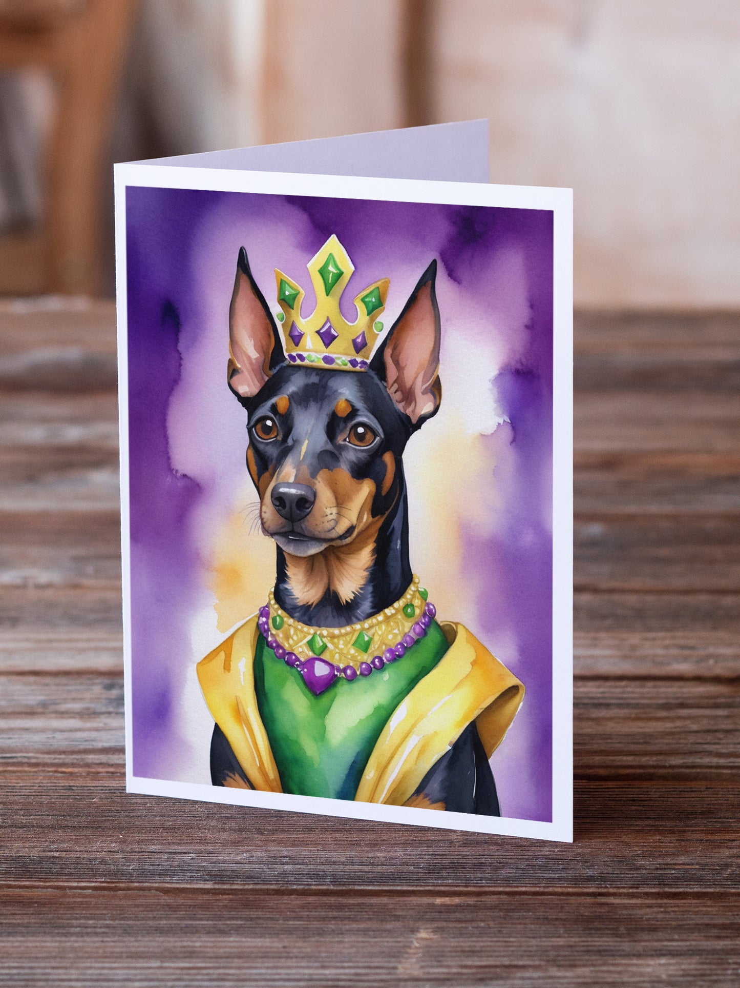 Manchester Terrier King of Mardi Gras Greeting Cards Pack of 8