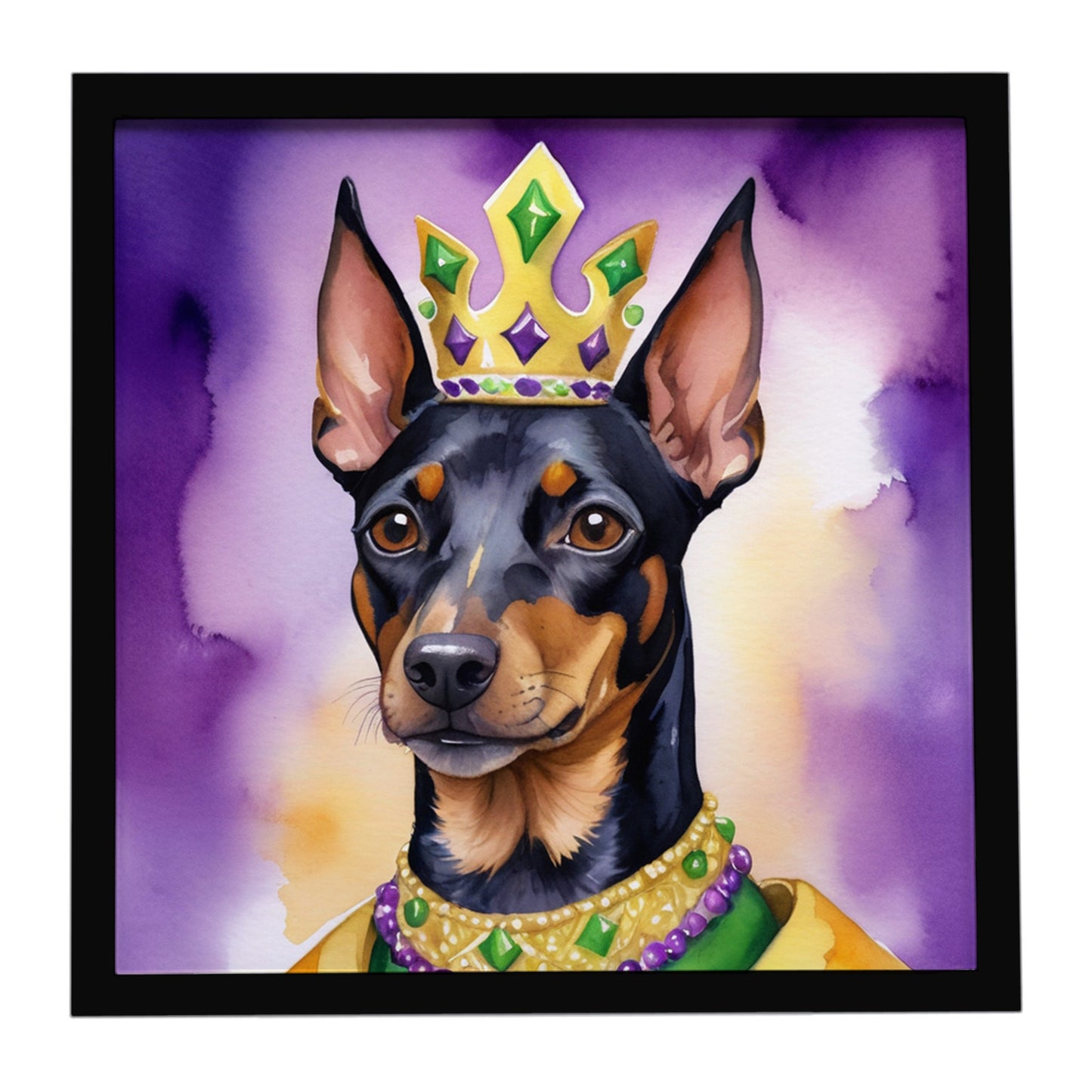 Buy this Manchester Terrier King of Mardi Gras Framed Metal Print