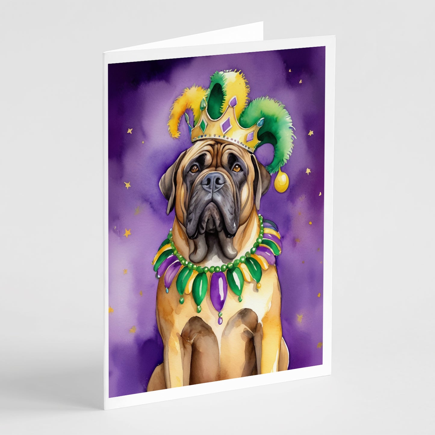 Buy this Mastiff King of Mardi Gras Greeting Cards Pack of 8