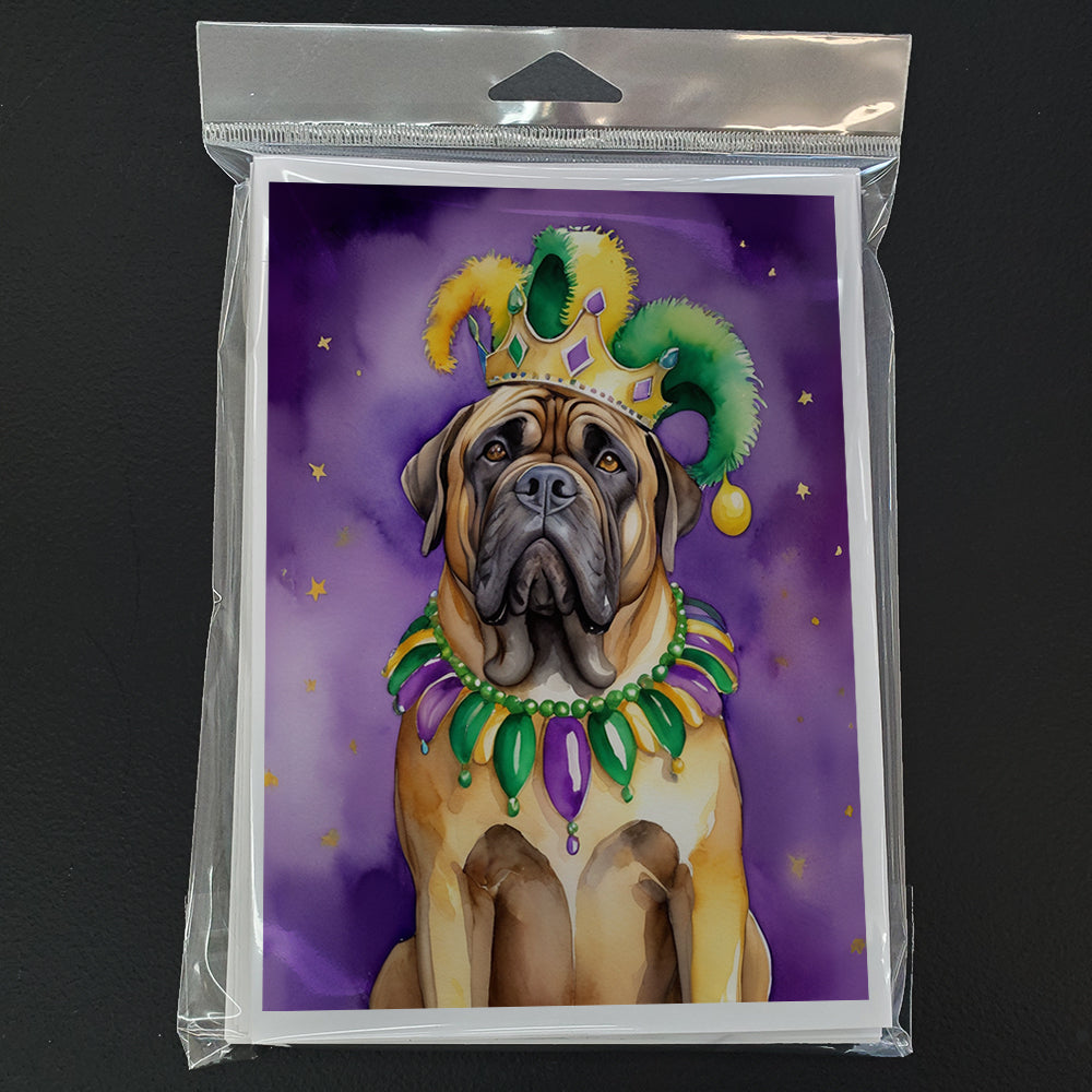 Mastiff King of Mardi Gras Greeting Cards Pack of 8