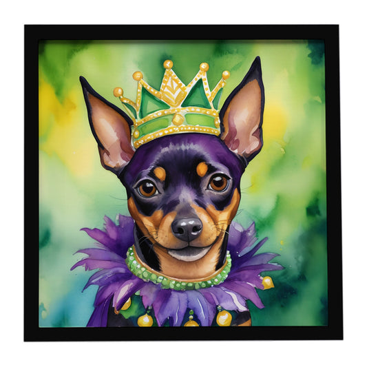 Buy this Miniature Pinscher King of Mardi Gras Framed Metal Print