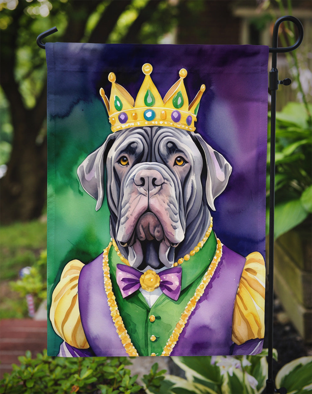 Neapolitan Mastiff King of Mardi Gras Garden Flag