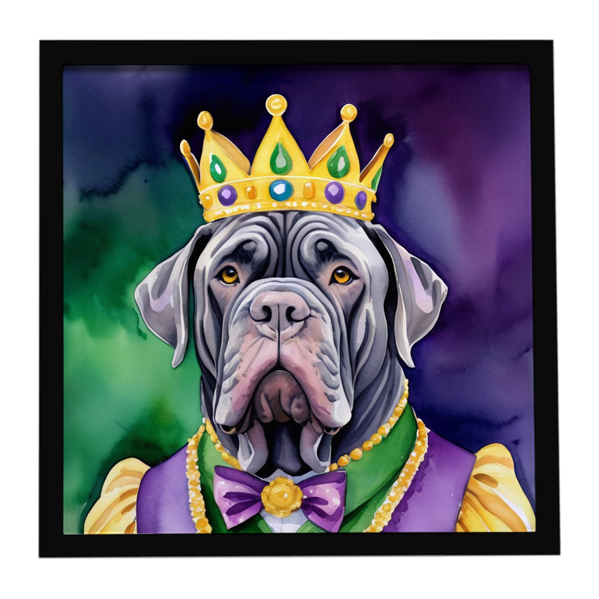 Buy this Neapolitan Mastiff King of Mardi Gras Framed Metal Print