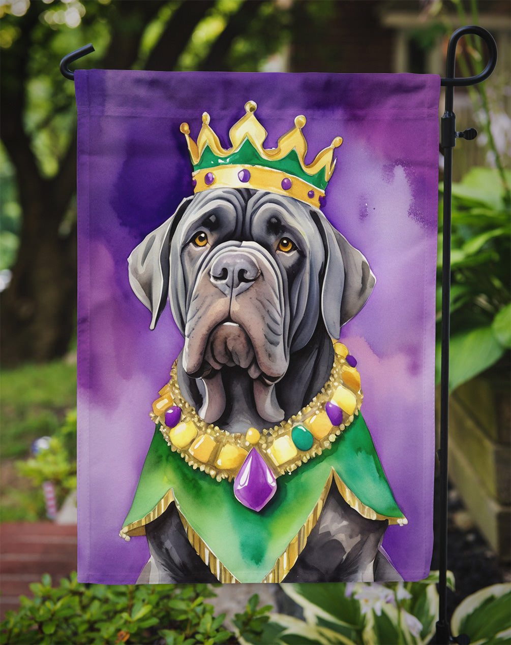 Neapolitan Mastiff King of Mardi Gras Garden Flag