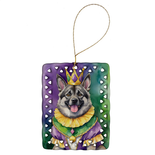 Buy this Norwegian Elkhound King of Mardi Gras Porcelain Ornament