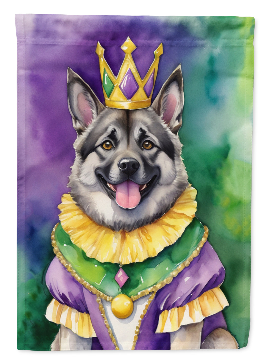 Buy this Norwegian Elkhound King of Mardi Gras Garden Flag