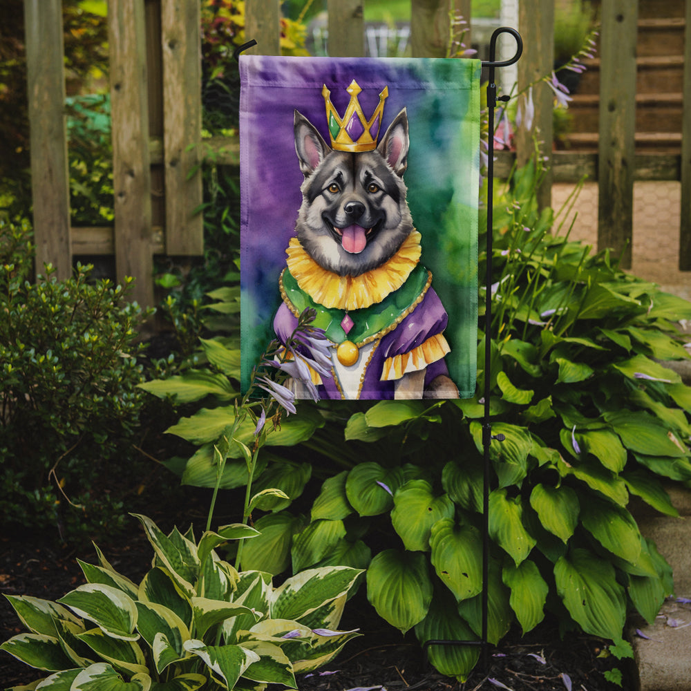 Norwegian Elkhound King of Mardi Gras Garden Flag