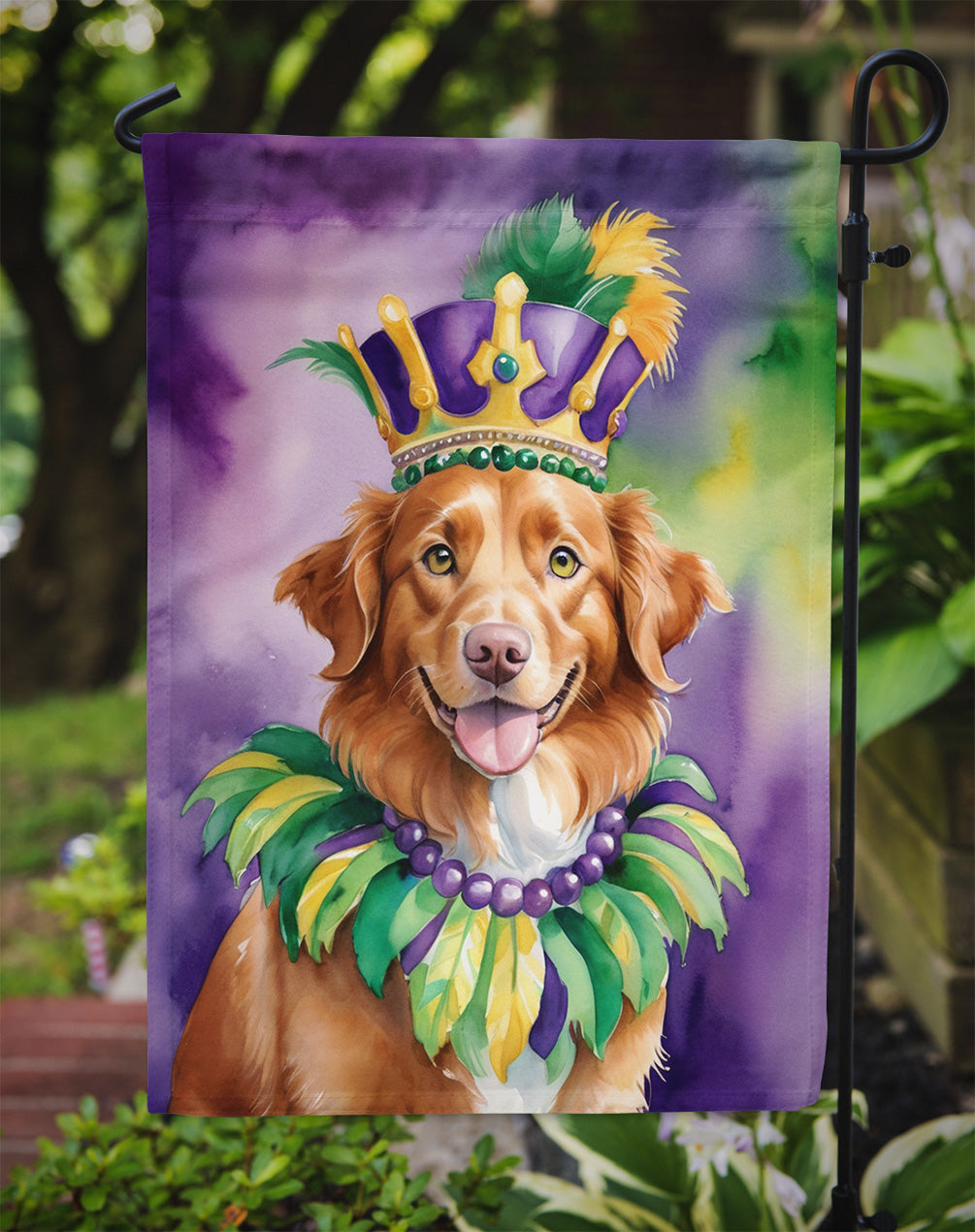 Nova Scotia Duck Tolling Retriever King of Mardi Gras Garden Flag