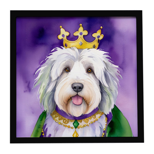 Buy this Old English Sheepdog King of Mardi Gras Framed Metal Print