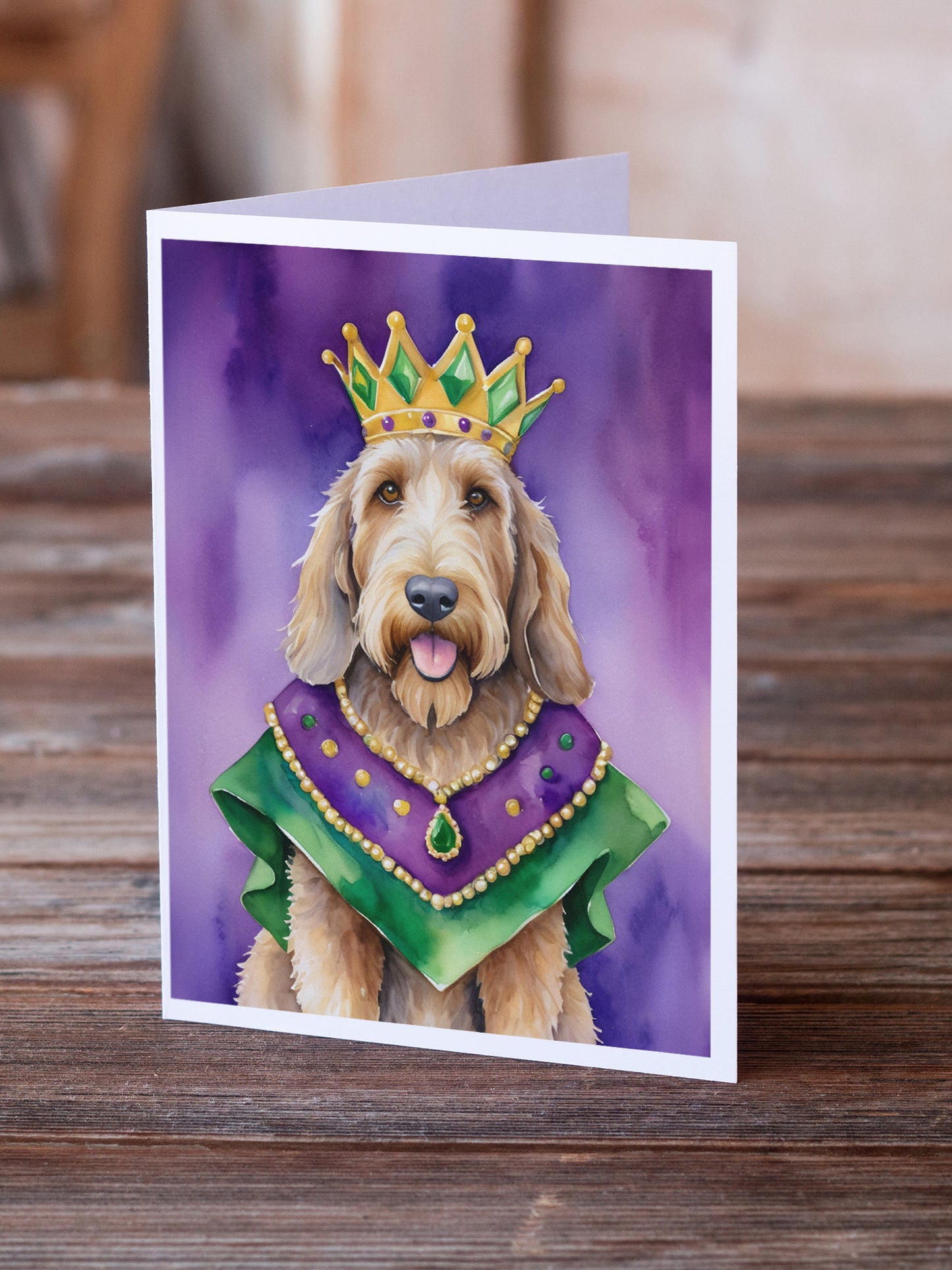Otterhound King of Mardi Gras Greeting Cards Pack of 8