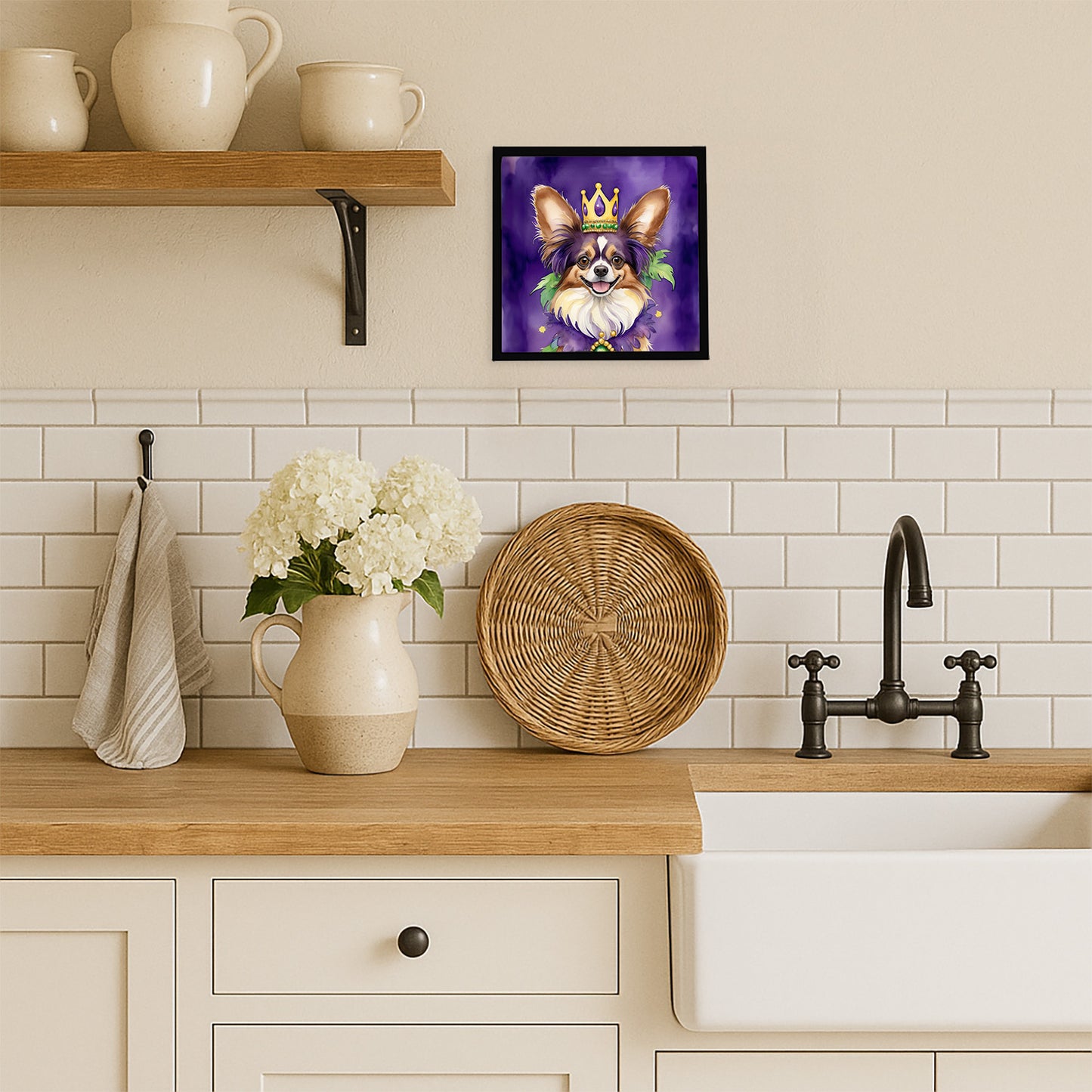 Papillon King of Mardi Gras Framed Metal Print