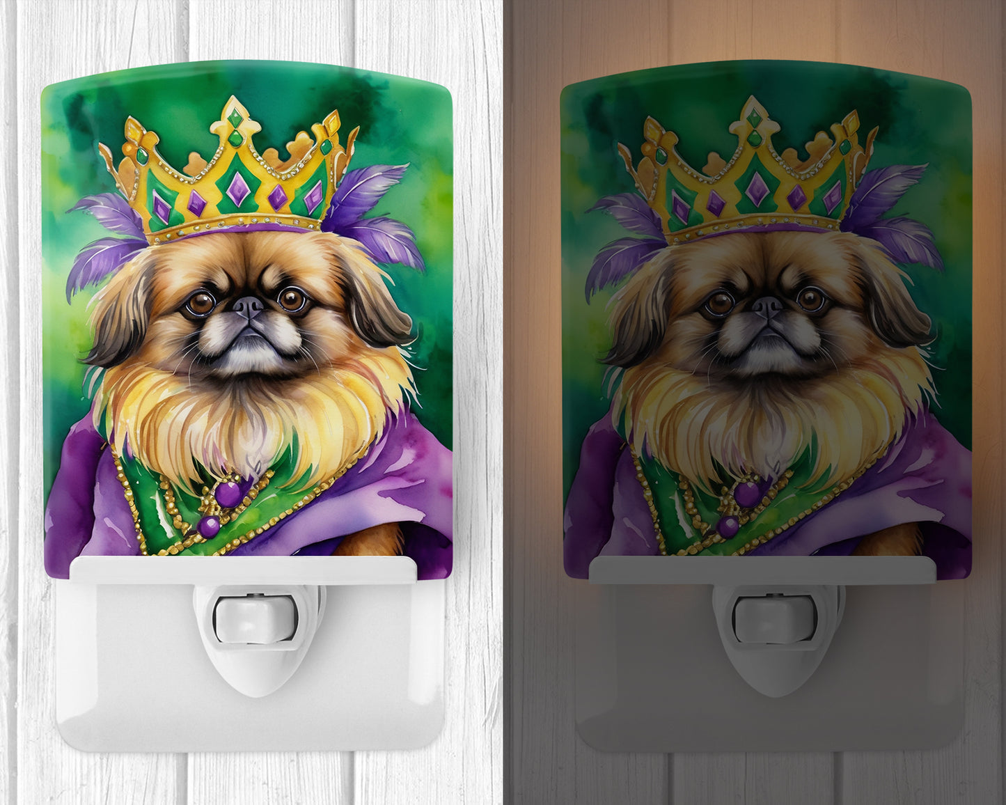 Pekingese King of Mardi Gras Ceramic Night Light