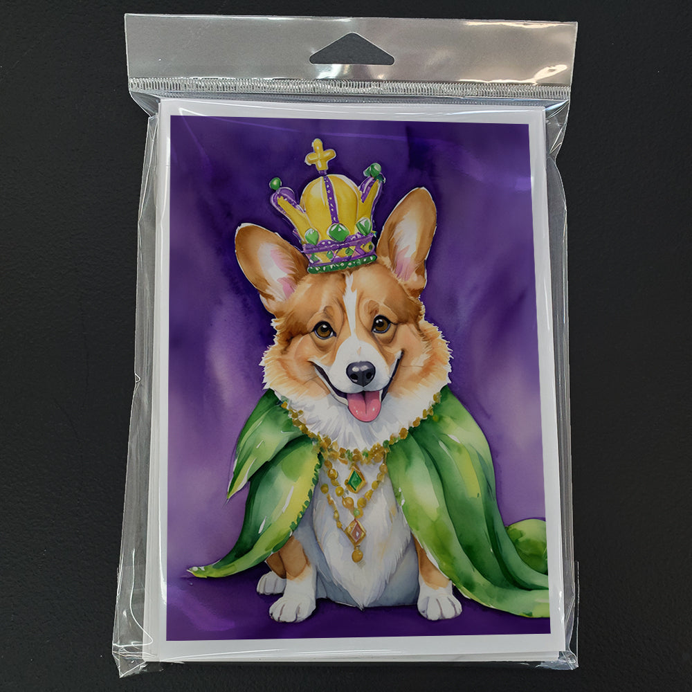 Corgi King of Mardi Gras Greeting Cards Pack of 8