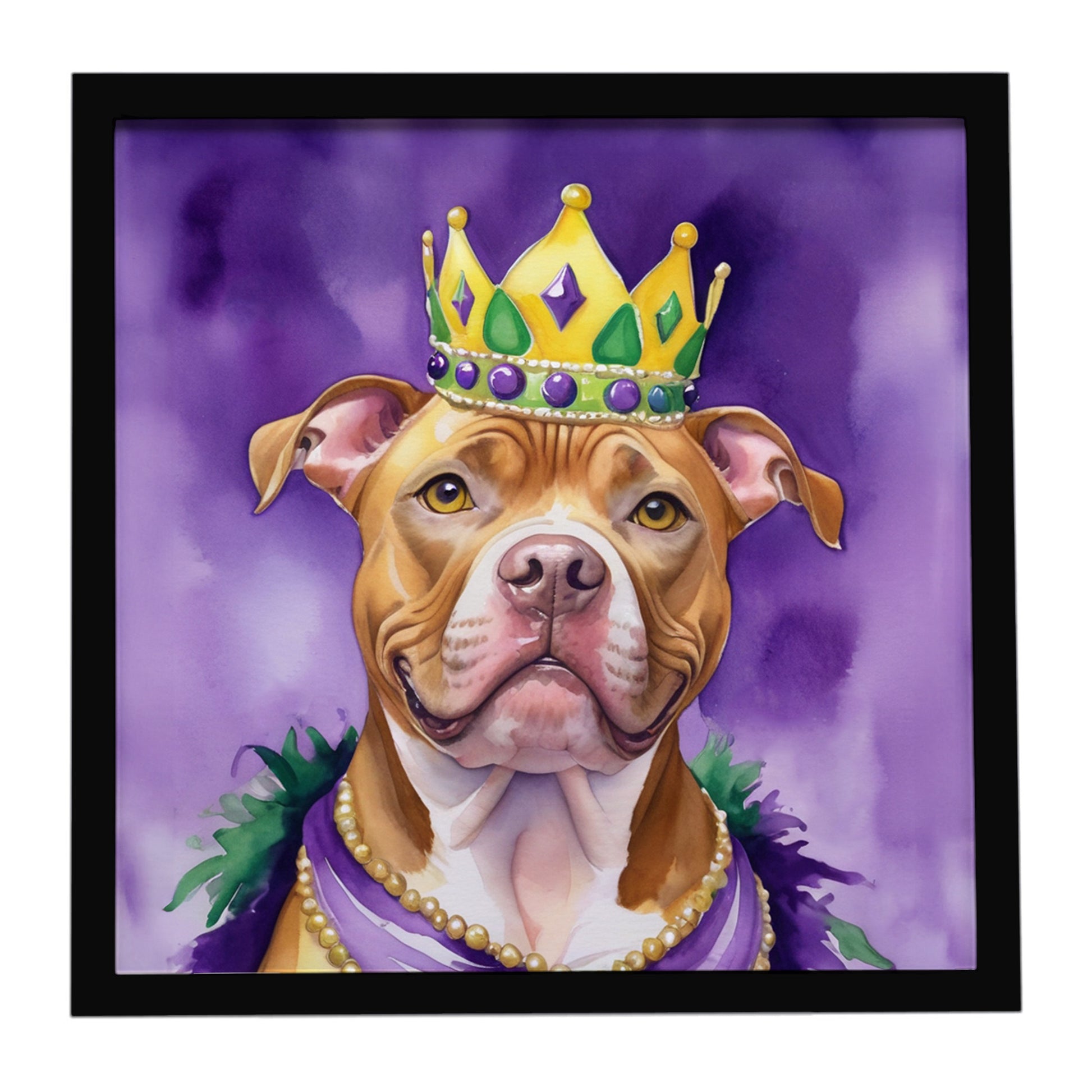 Buy this Pit Bull Terrier King of Mardi Gras Framed Metal Print