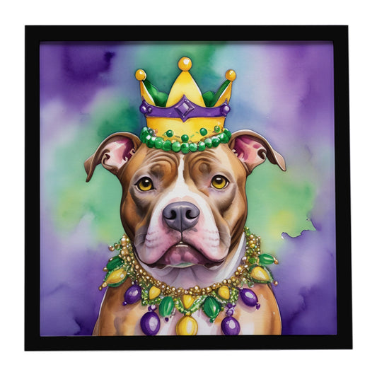 Buy this Pit Bull Terrier King of Mardi Gras Framed Metal Print