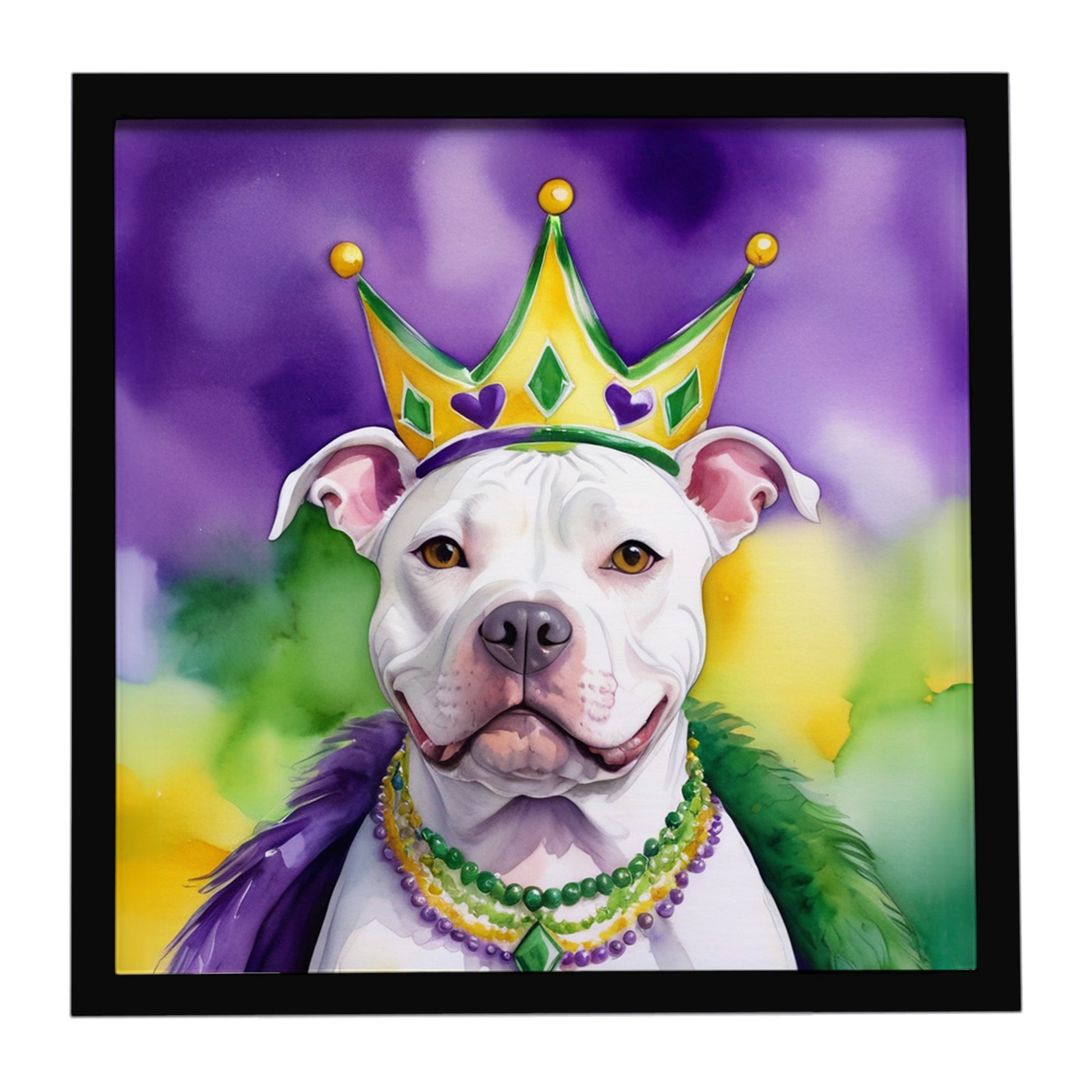 Buy this Pit Bull Terrier King of Mardi Gras Framed Metal Print