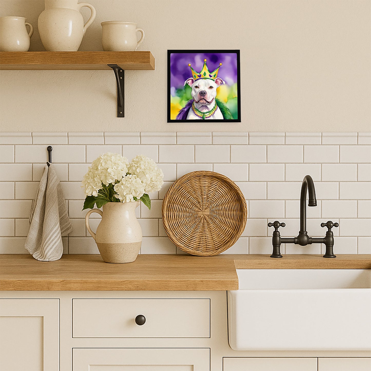 Pit Bull Terrier King of Mardi Gras Framed Metal Print
