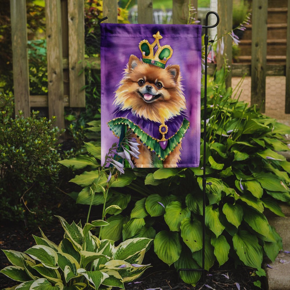 Pomeranian King of Mardi Gras Garden Flag