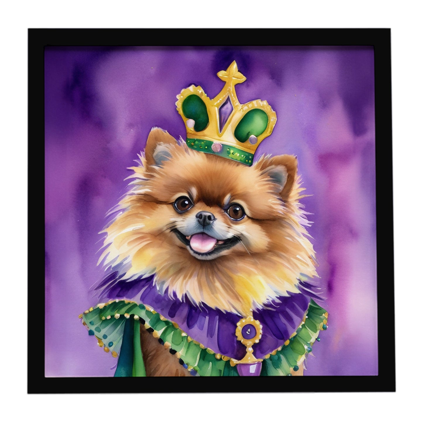 Buy this Pomeranian King of Mardi Gras Framed Metal Print