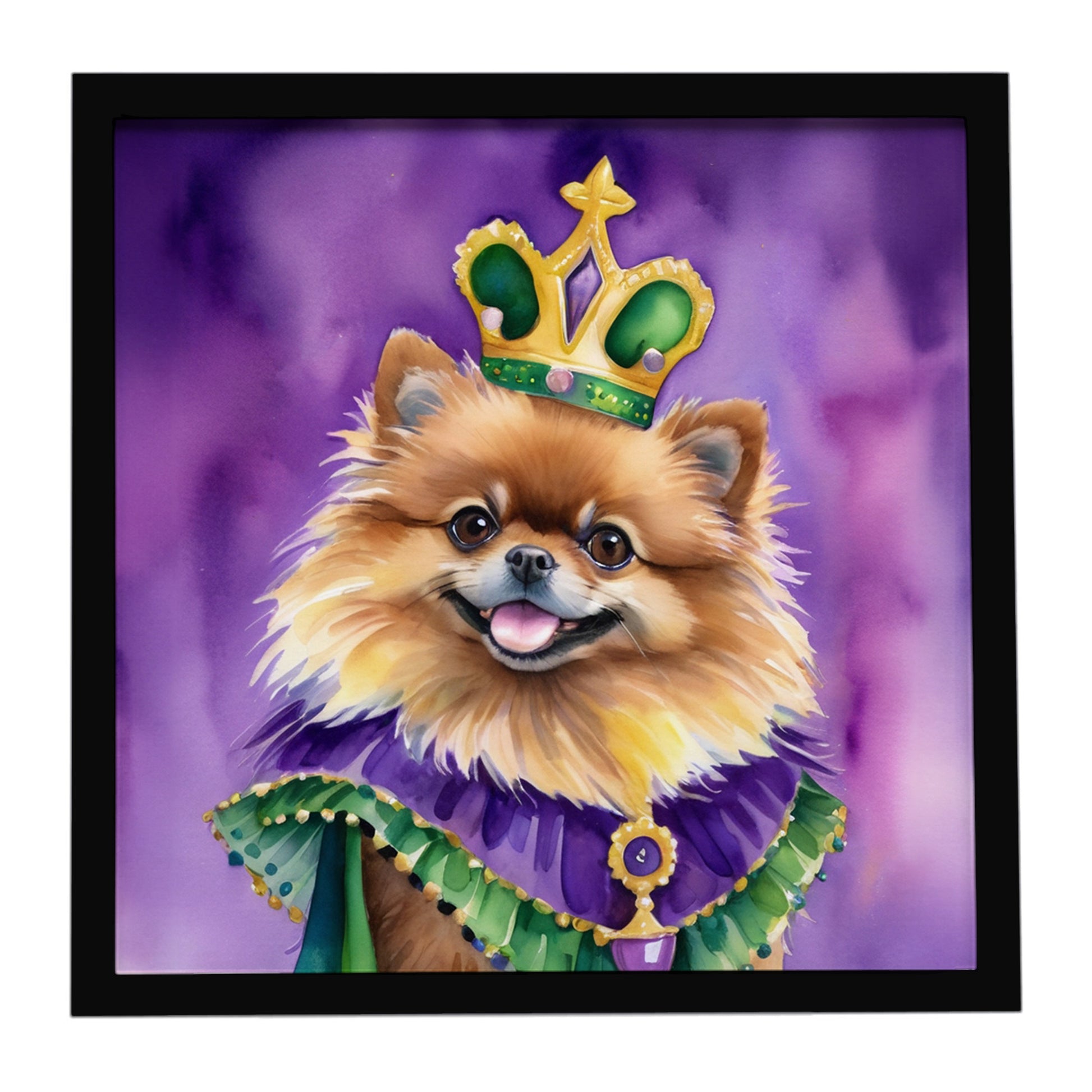 Buy this Pomeranian King of Mardi Gras Framed Metal Print