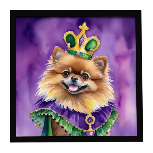 Buy this Pomeranian King of Mardi Gras Framed Metal Print