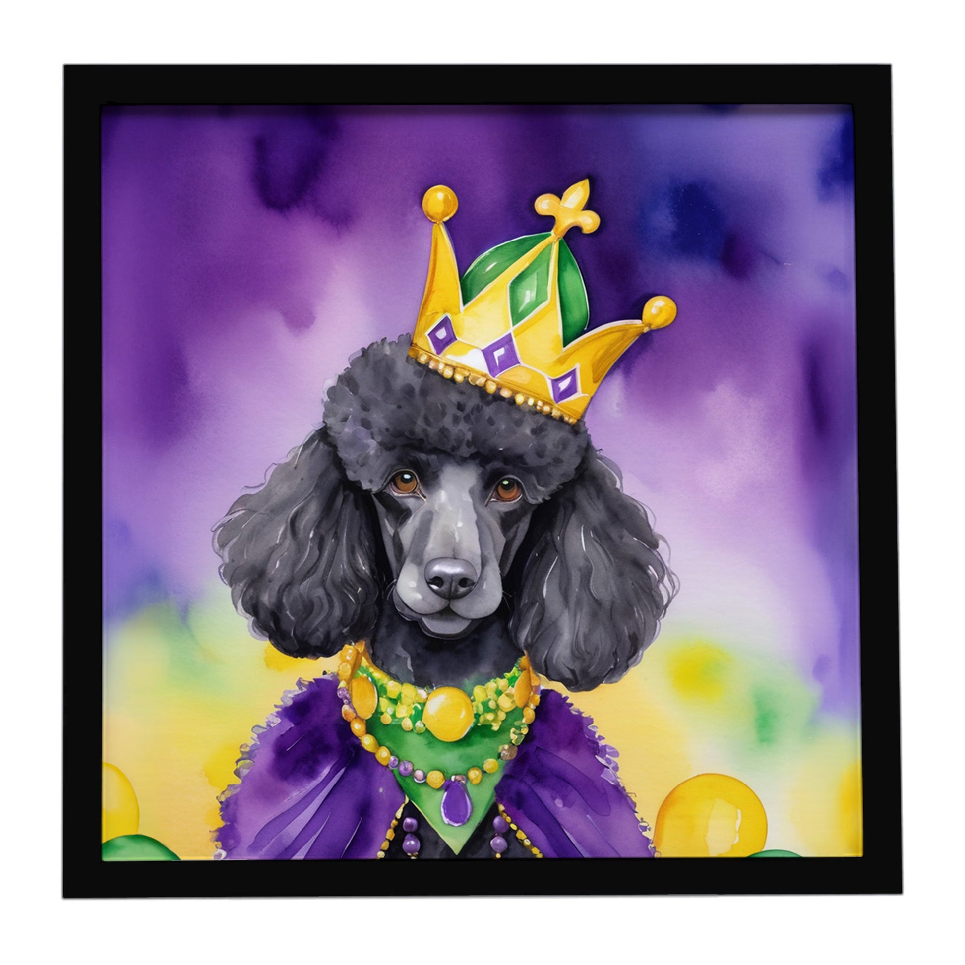 Buy this Black Poodle King of Mardi Gras Framed Metal Print