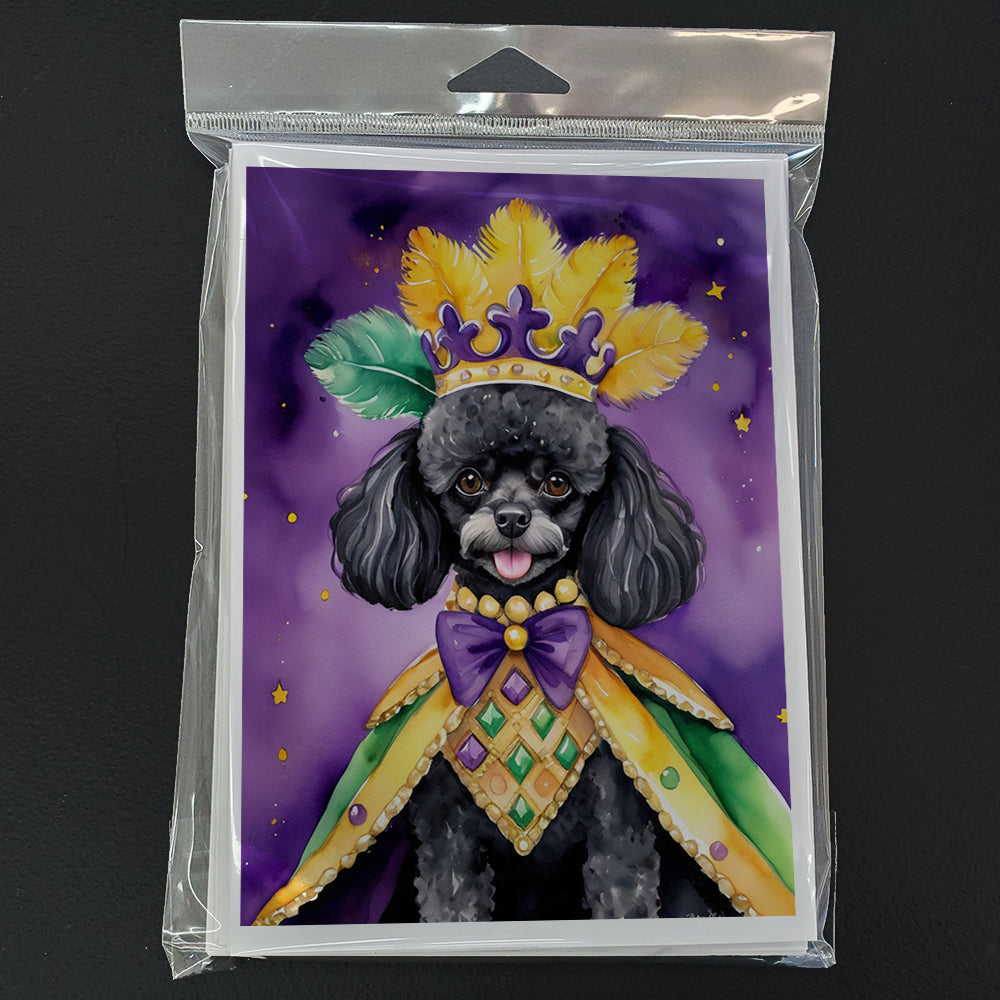 Black Poodle King of Mardi Gras Greeting Cards Pack of 8