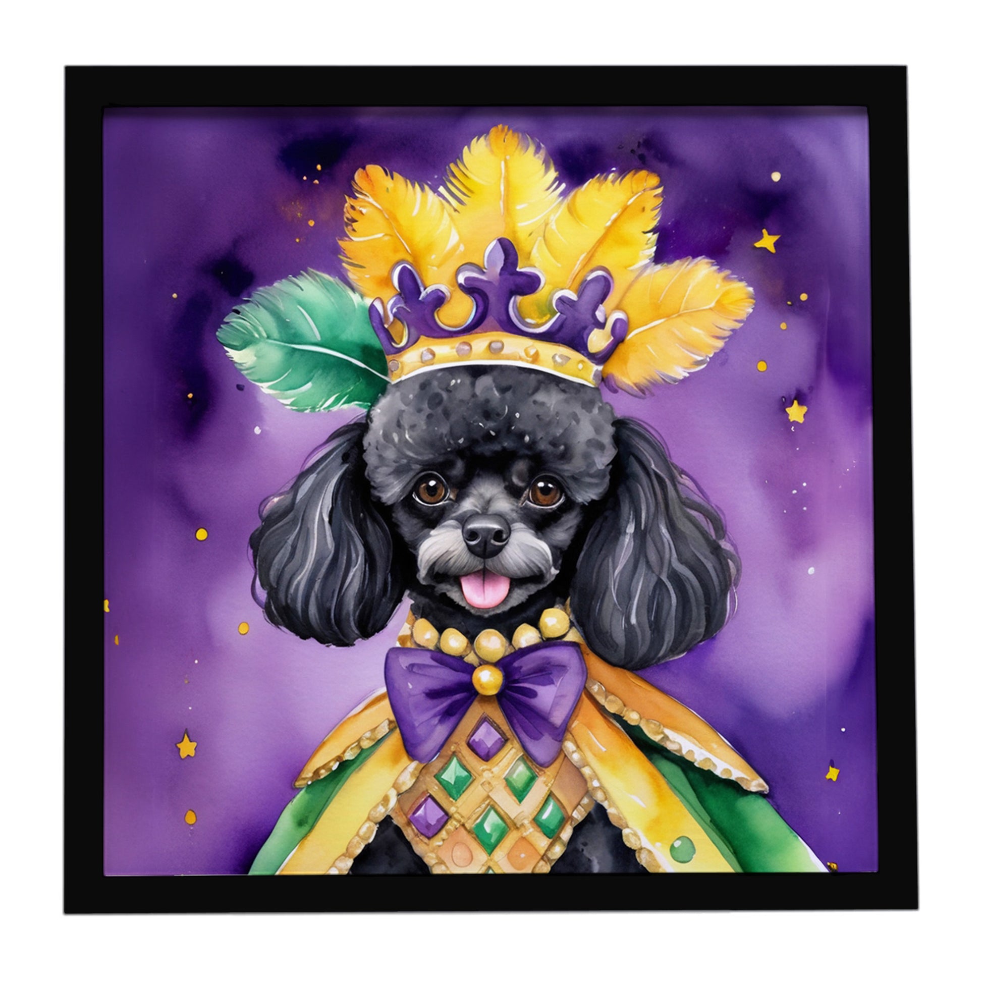 Buy this Black Poodle King of Mardi Gras Framed Metal Print