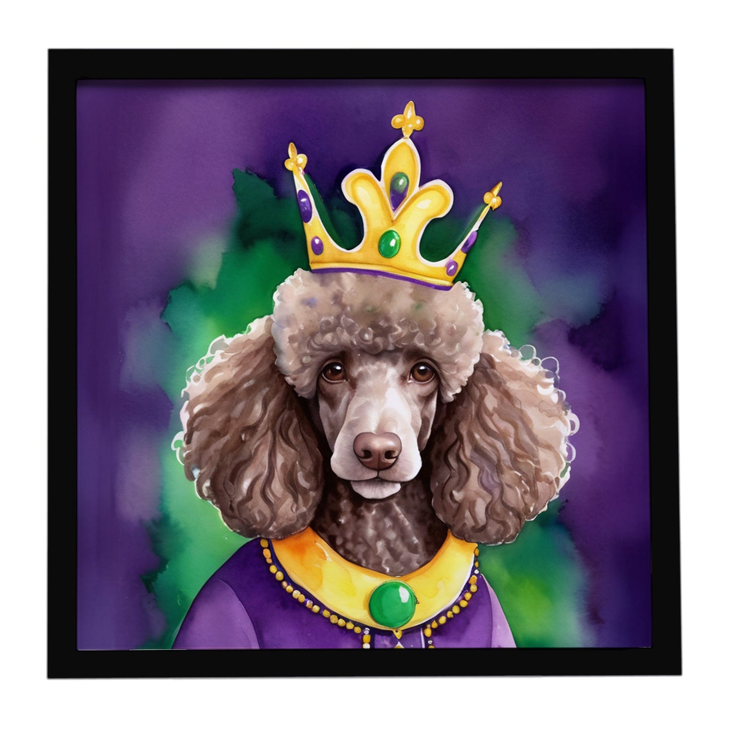Buy this Chocolate Poodle King of Mardi Gras Framed Metal Print