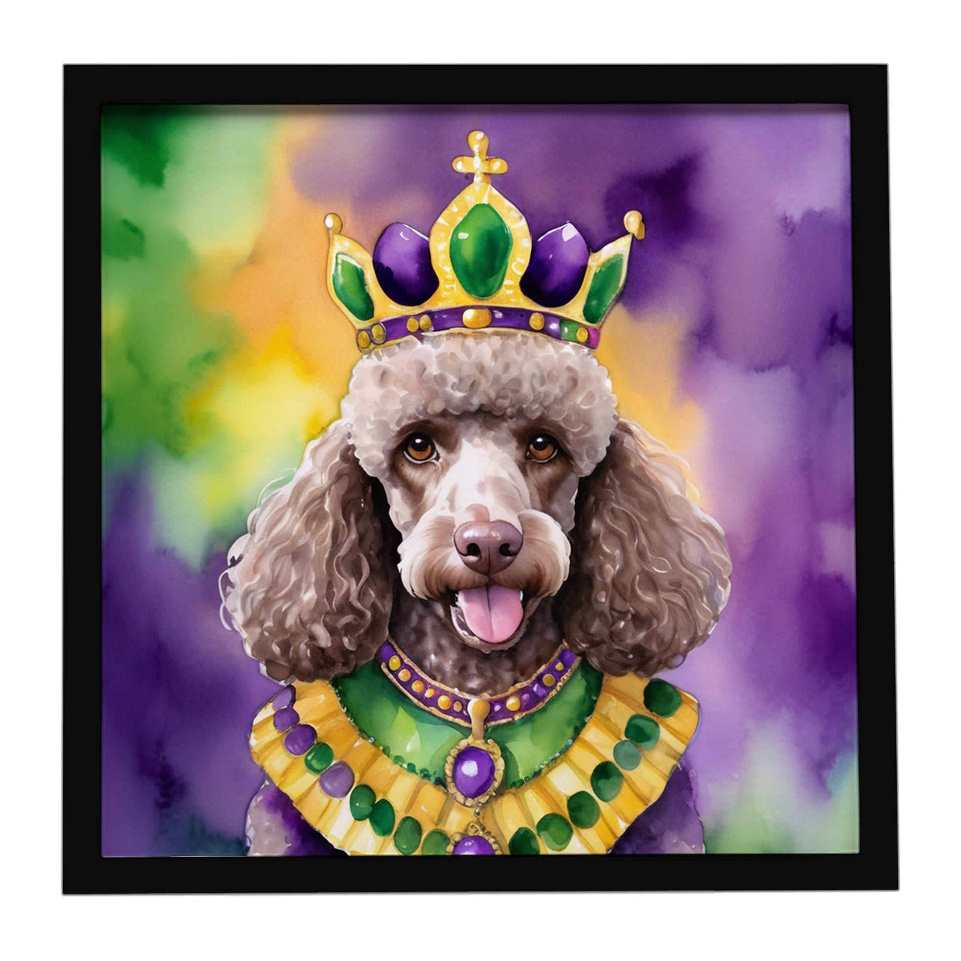 Buy this Chocolate Poodle King of Mardi Gras Framed Metal Print